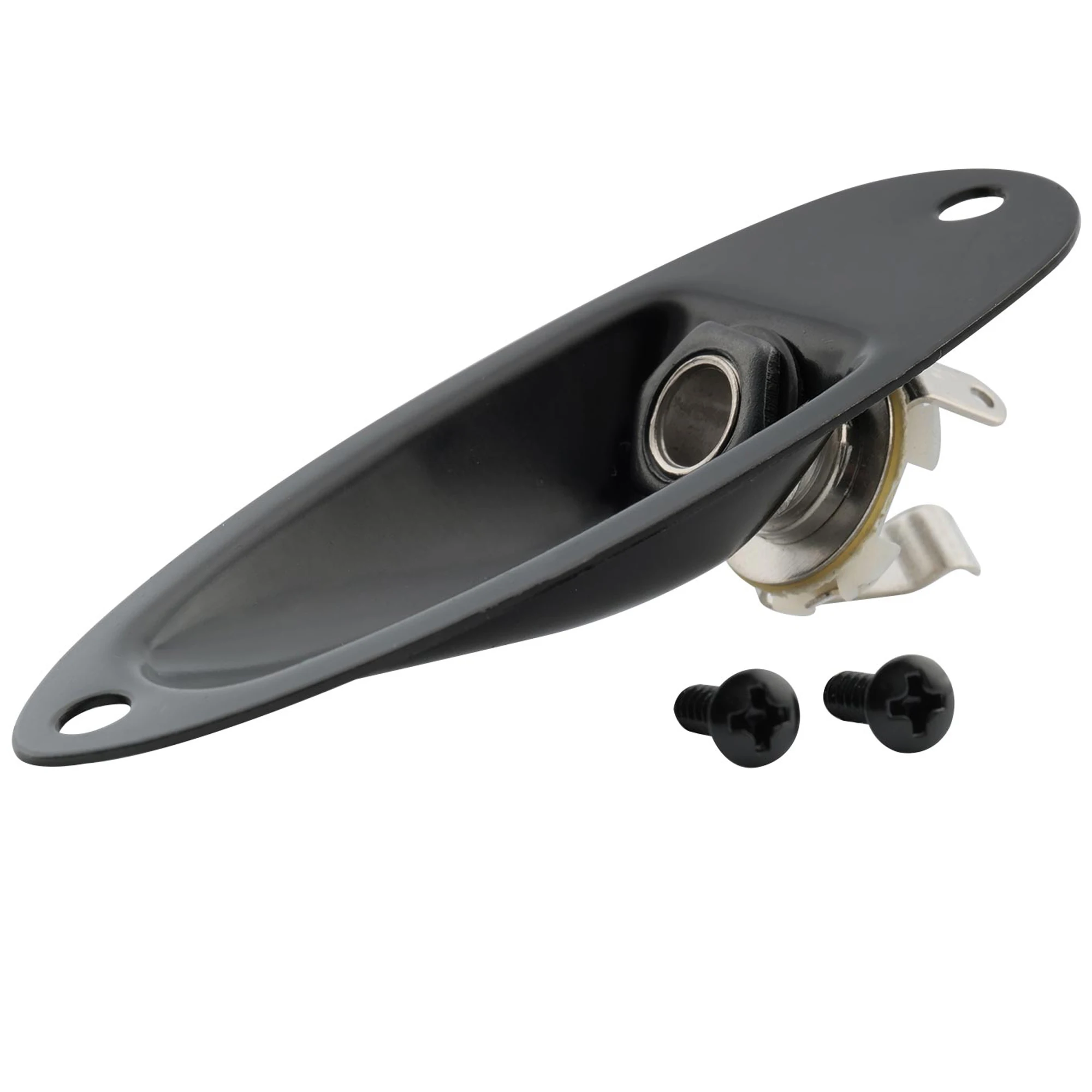 Musiclily Basic 1/4 Inch 6.35mm Boat Shape Guitar Loaded Jack Socket Plate for ST Style Eelectric Guitar