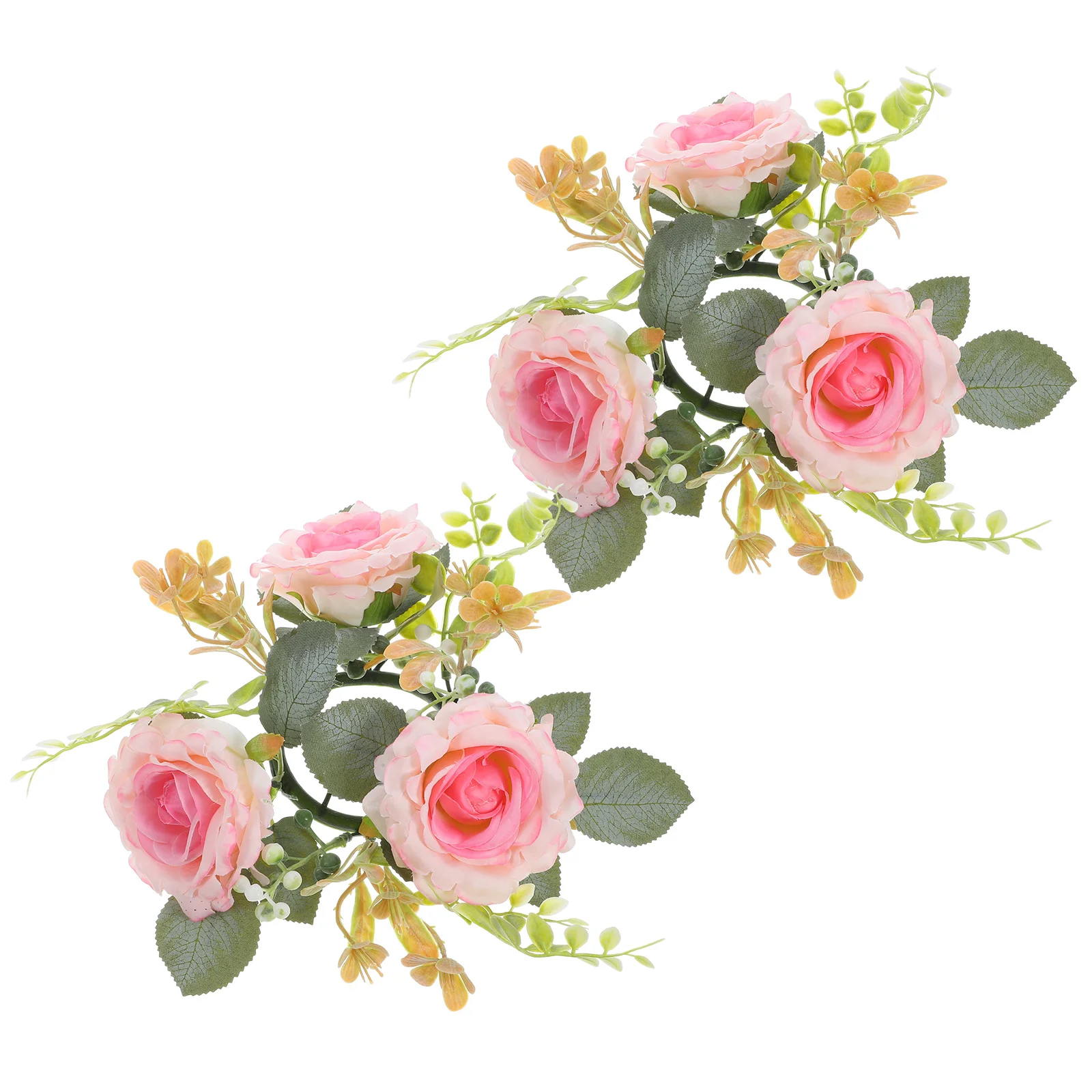 

2Pcs Artificial Flower Ring Wreath Wedding Party Table Centerpiece Rings for Pillar Candles Floral Decoration