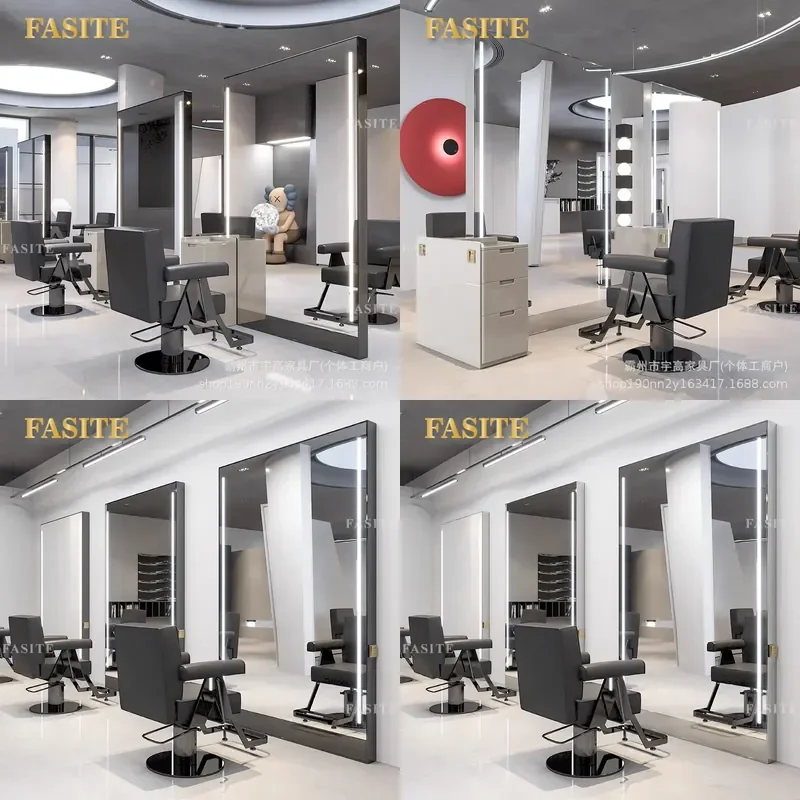 For Barber Shop Floor to Ceiling Mirror Cabinet Integrated Hairdresser Perm Dyeing Table Single Double Sided Storage