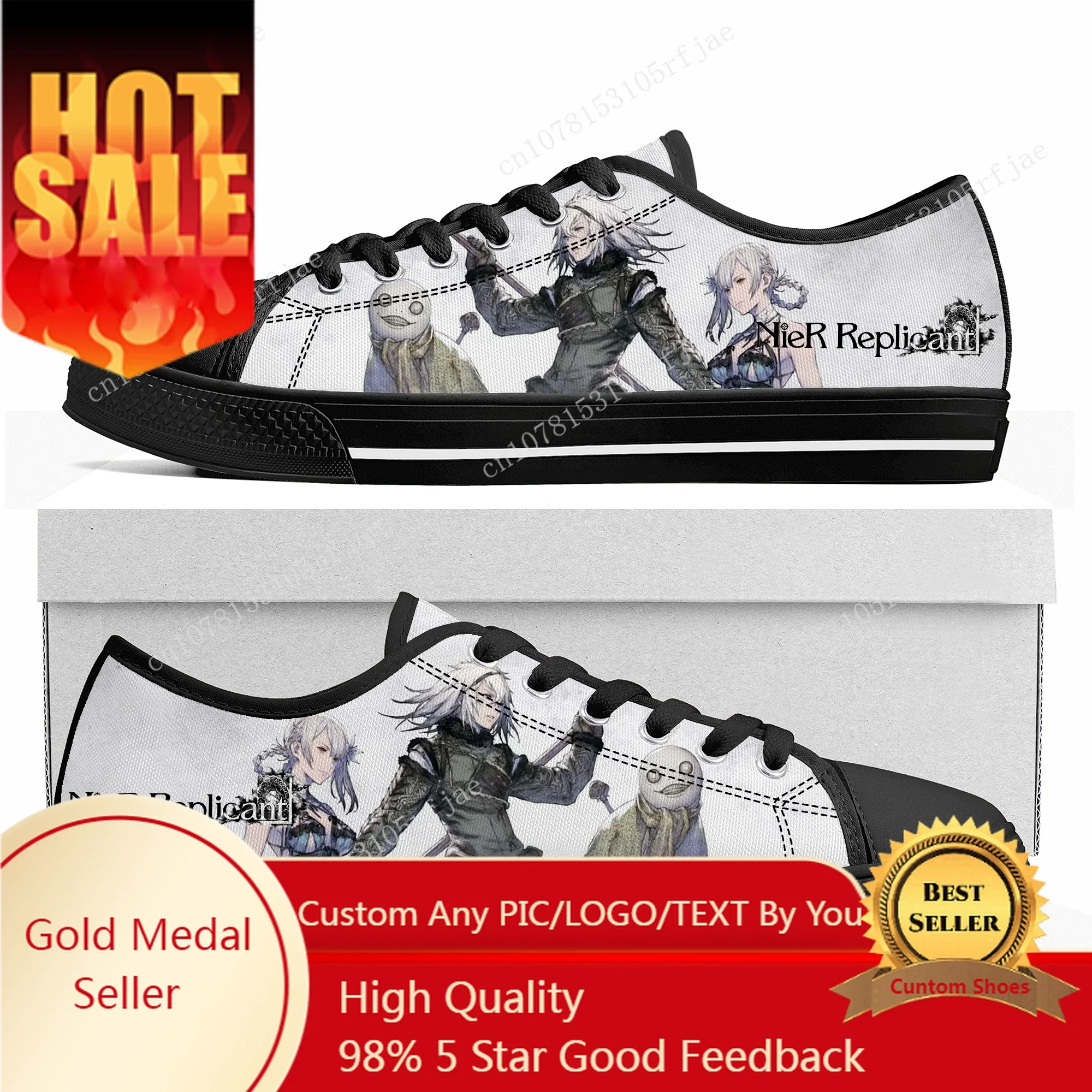 

Nier Replicant Custom Low Top Sneakers Cartoon Game Womens Mens Teenager Shoes Casual Tailor Made Canvas Sneaker