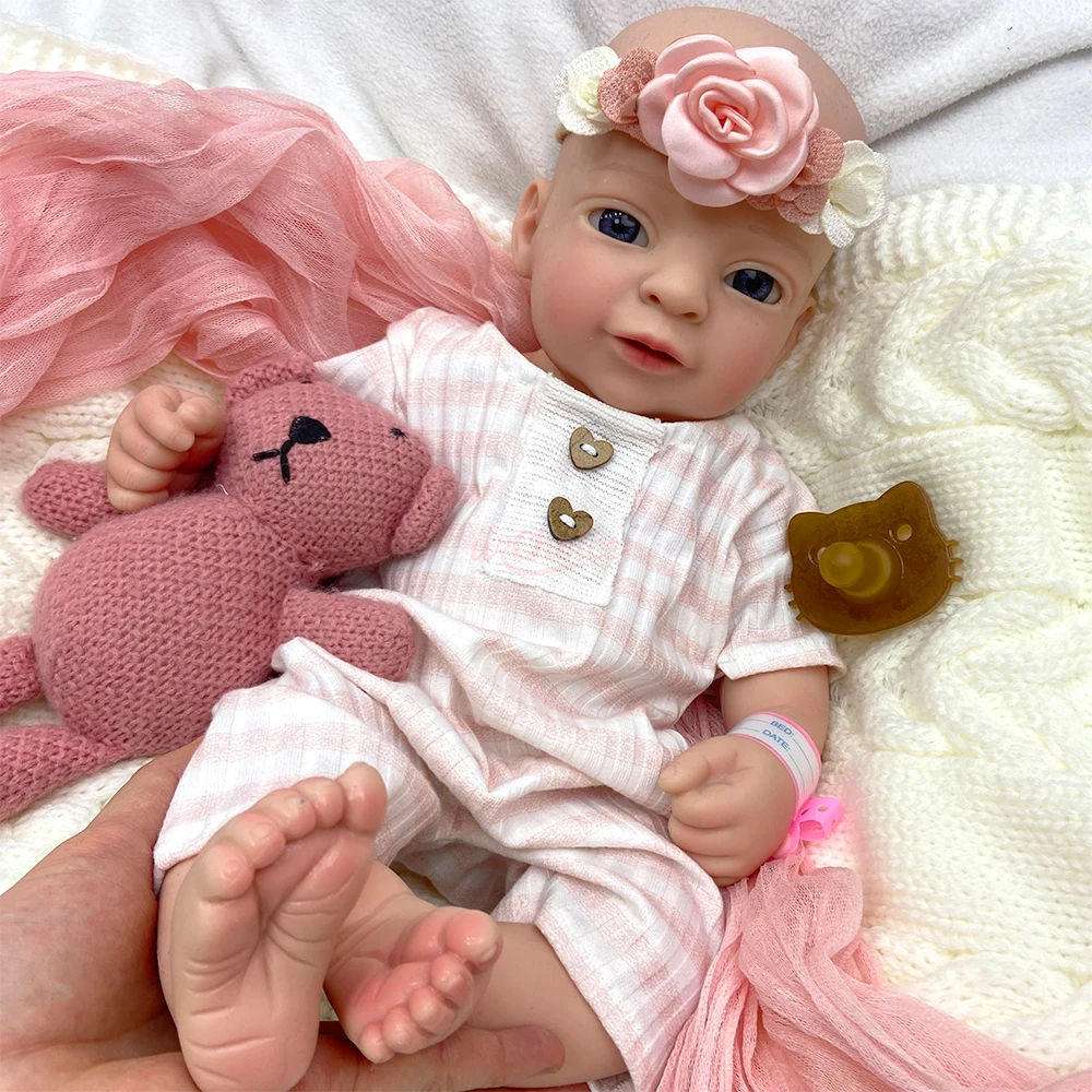 Bambola Reborn Realistica in Silicone a Corpo Intero, Tonalità della Pelle 3D, 17 Pollici, Ponderata, per Genitori in Attesa