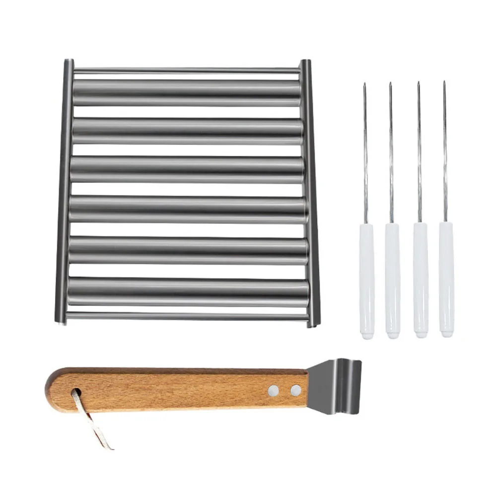 

Валик для хот-догов с удлиненной ручкой для удобного гриля из нержавеющей стали, инструмент для барбекю для вечеринок и кемпинга