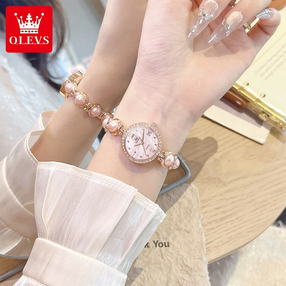 OLEVS Fashion Luxury Women's Watches Waterproof Diamond Dial Brand Quartz Watch for Lady Date Elegant Original Female Wristwatch