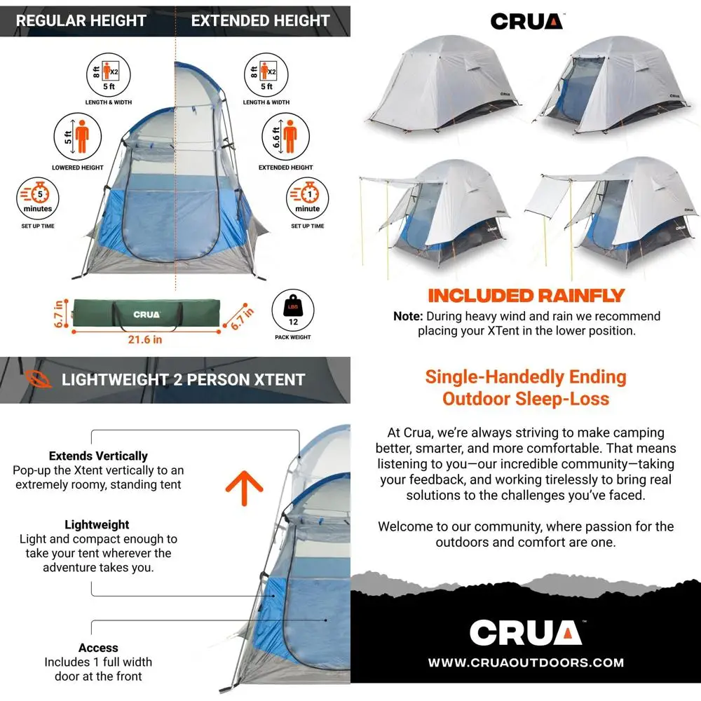 

Компактная всплывающая палатка на 2 человека для приключений на свежем воздухе: легкая, водонепроницаемая и простая установка для пеших прогулок и походов.