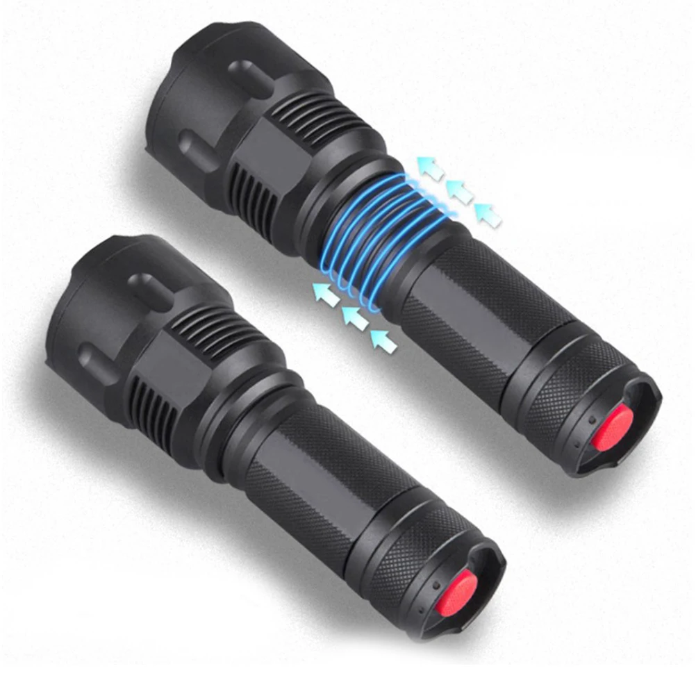 

USB Rechargeable Zoom Flashlight Black Aluminum Alloy Outdoor Strobe Sos Mini Flashlight for Camping Hiking