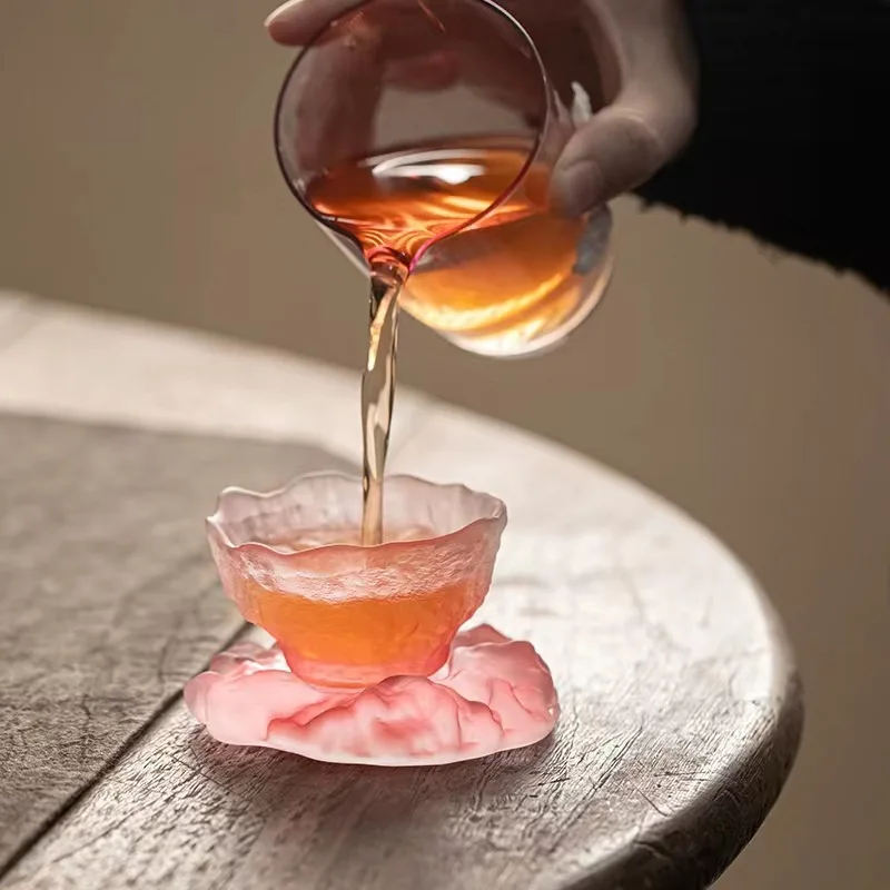 Glass Sample Tea Cups Modern Simplicity Household Teaware Sets Lady Sake Glass Handmade Coaster Chinese Wind Master Cup Set New