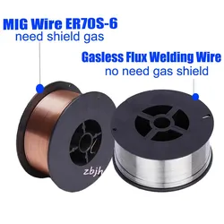 1kg MIG Welding Wire ER70S-6 Gasless Flux Cored Wire E71T-GS 0.6/0.8/1.0mm Gas Shield or No Gas Carbon Steel Welding Material