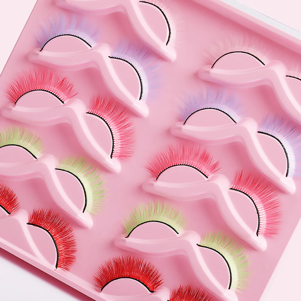 10 pares de pestañas postizas de colores, pestañas postizas naturales ligeras para Cosplay, accesorios de maquillaje para actuación, mujeres