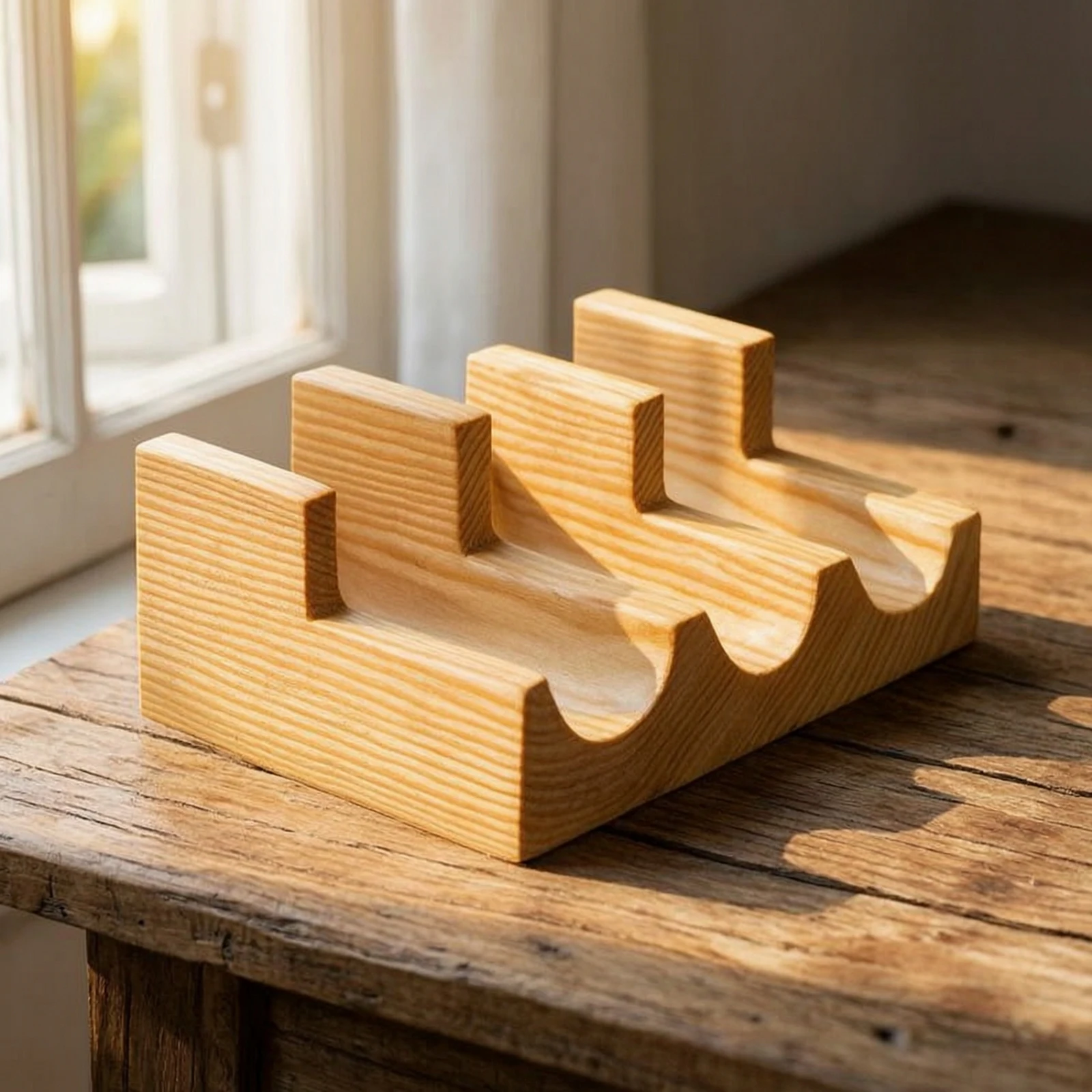 Sushi Serving Stand Wooden Sushi Display Stand Rack 3-Slot Compact for Hosts, Home Entertaining, Japanese Restaurants