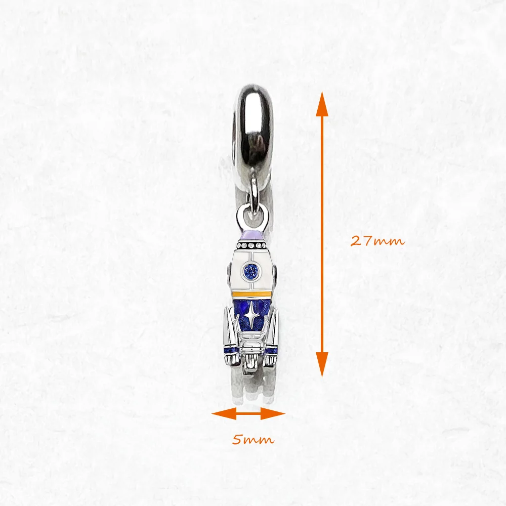 Rocket Charm Europe Style Fine Jewelry Kobiety Mężczyźni Modny prezent ze srebra próby 925 — zdjęcie 5