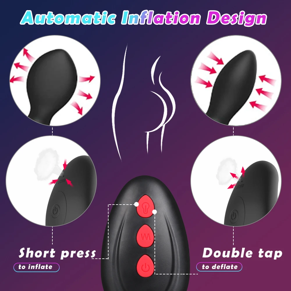 Wireless Remote Control Male Prostate Massager Inflatable Anal Plug Vibrating Butt Plug Anal Expansion Vibrator Sex Toys For Men