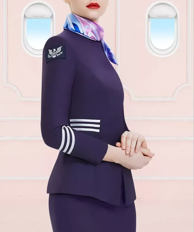 Customize Factory Direct Suit Blazer Skirt Pants Air Suit Fashion Flight Attendant Uniform Suits Airline Uniforms Ladies