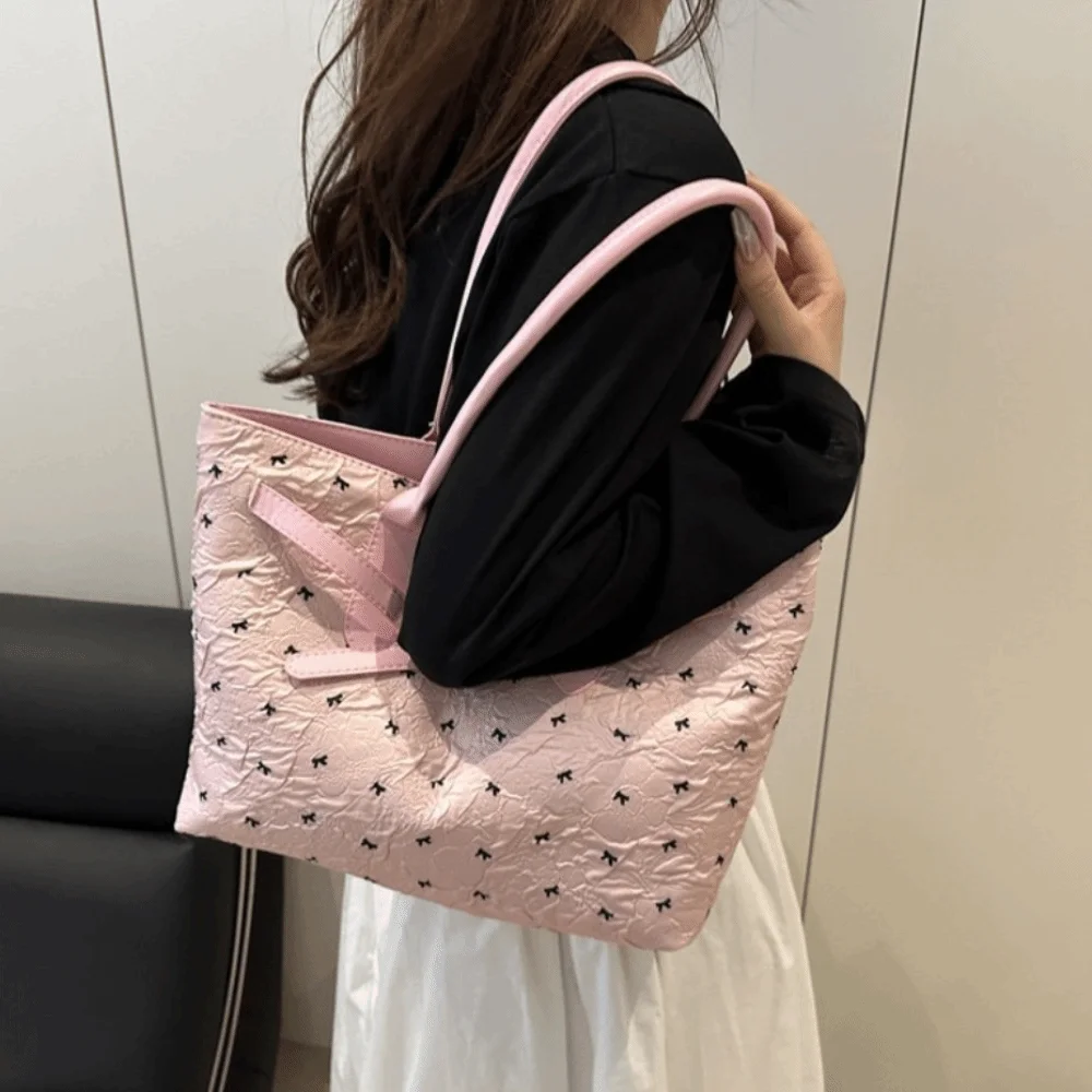 

All Match Stylish Bow Shoulder Bag Versatile Leisure Women Tote Bag Zipper Y2k Commuting Bag Female