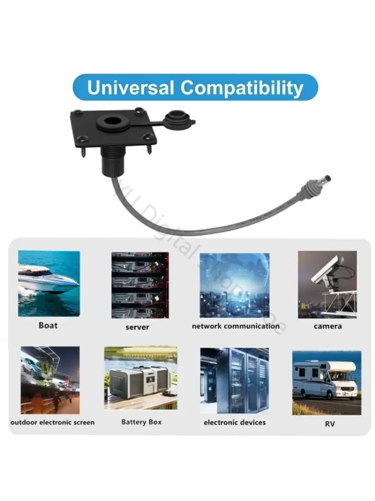 96BA Direct-Current Bulkhead Cable DC5521 with Black Housing and Tethered Cap