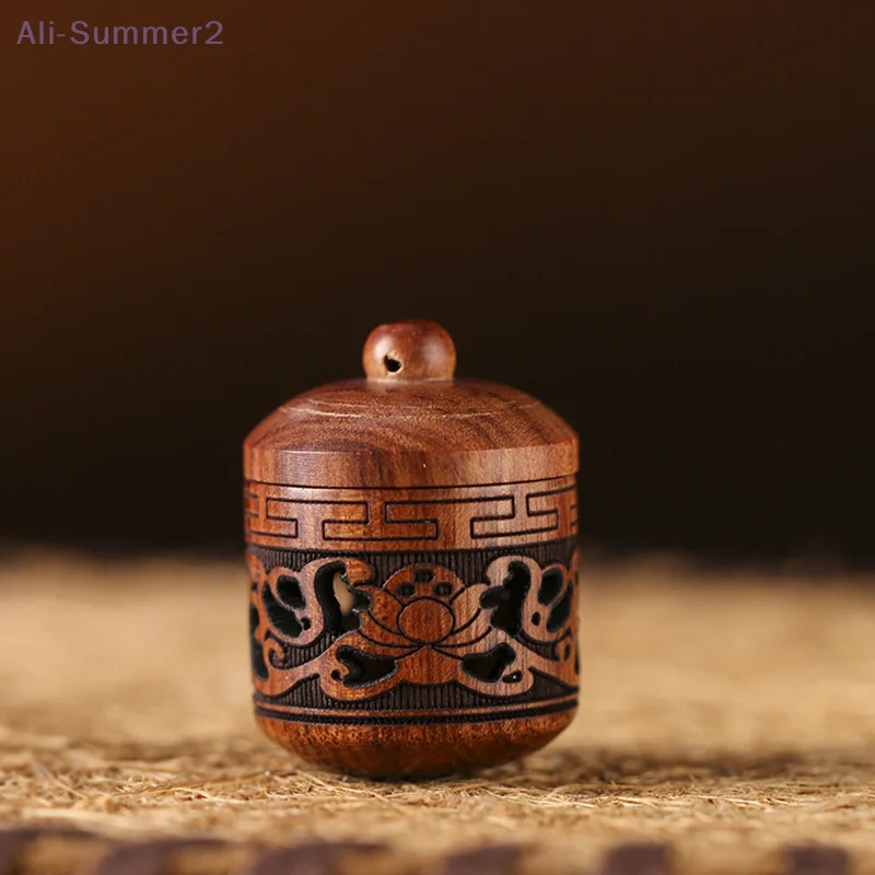 1Pc Solid Wood Medicine Pill Box Mini Lantern Wood Rescue Pill Case Portable Storage Sealed Can For Outdoor First Aid Tool