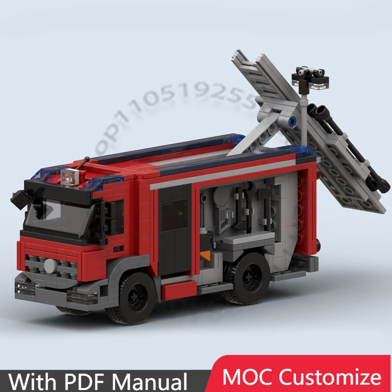 

565 PCS Racing Fire Engine MOC Customize Modular Building Block Simple Technology Brick Educational DIY Boys Holiday Toy Gifts