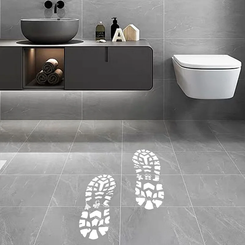 Рождественские наклейки со следами Санта-Клауса, украшения для праздничной сцены, белые следы, наклейки на домашний пол, украшения, праздничные подарки