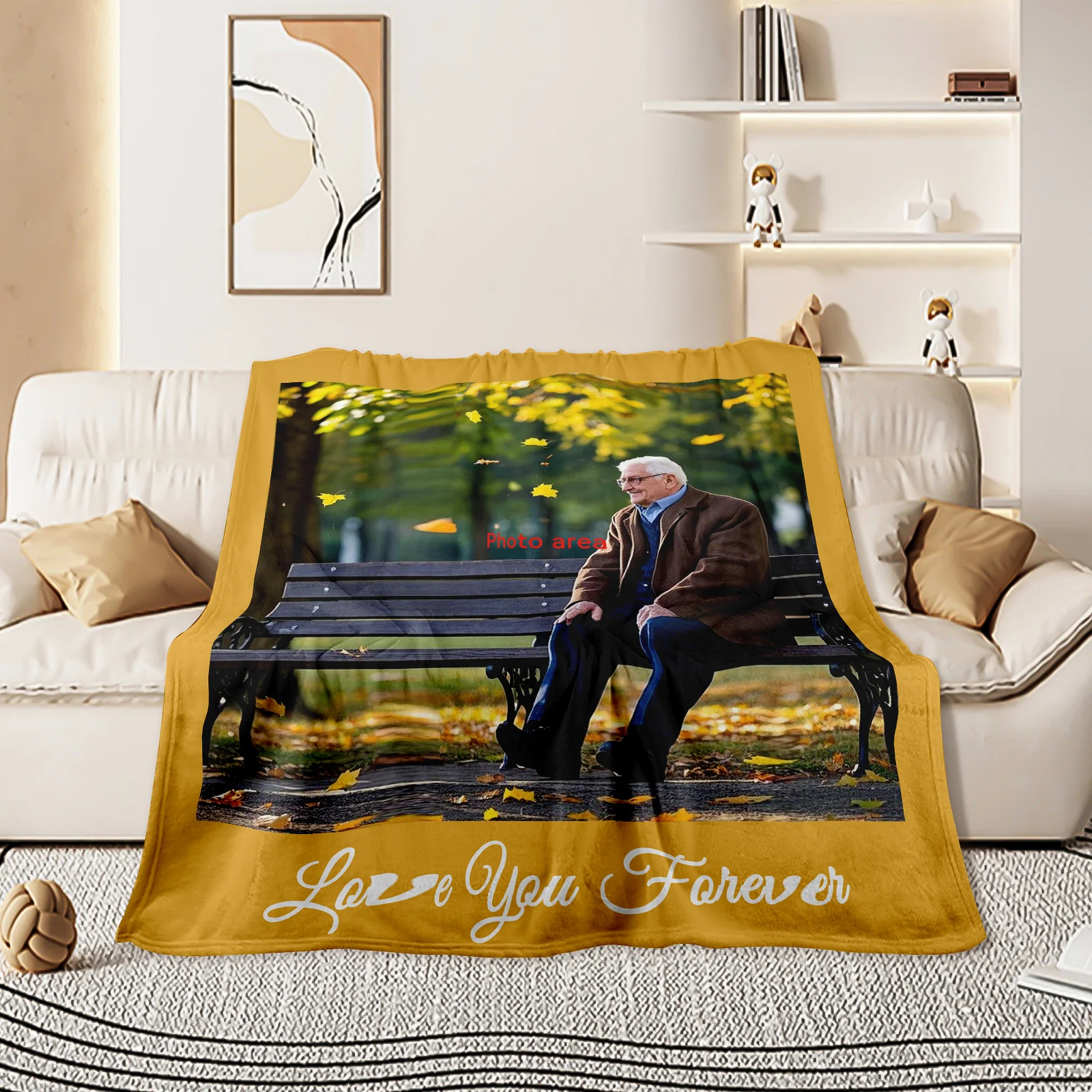 Customizable Warm Blanket For Grandfather Add A Family Photo Bring Warmth And Blessings