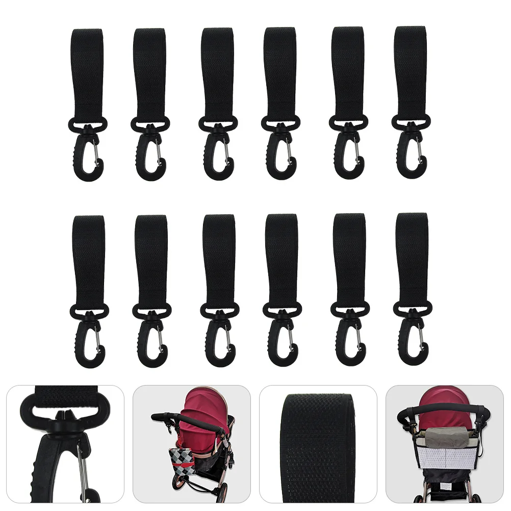 

12 шт., крючки для детской коляски, вращающиеся подвесные зажимы, держатель для сумки для детских подгузников, крючки для тележки, держатель для сумок для подгузников