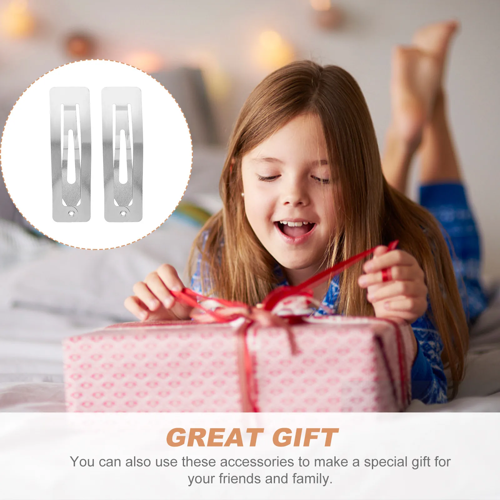 

100Pcs Snap Hair Clips Iron Base Blank DIY Hair Barrette for Crafting Custom Hairpins Holiday Gift Making Supplies