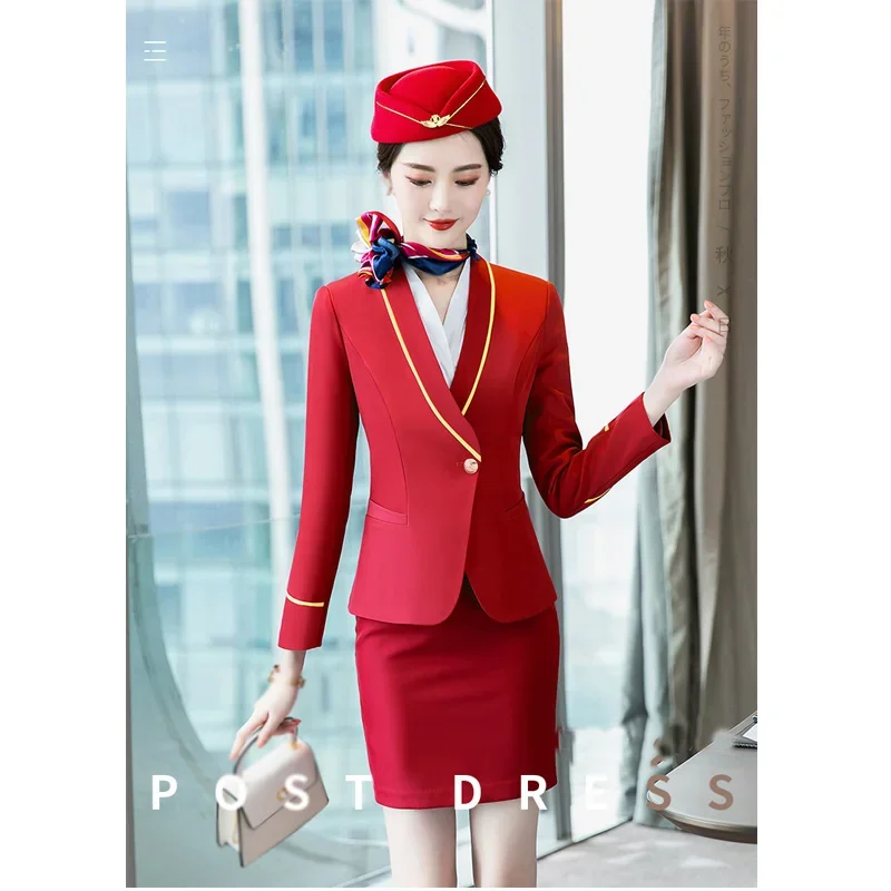 

Stewardess Uniform Professional Suit Female Aviation Work Clothes self-cultivation Safety Clothing Suit