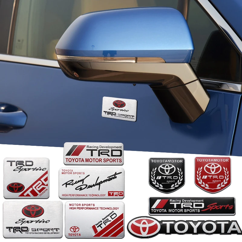 ثلاثية الأبعاد ملصقات السيارات الألومنيوم شعار لتويوتا TRD كورولا يارس CHR Rav4 أفينسيس أوريس كامري الجسم الخلفي الجذع الذيل ملصق مائي تصفيف السيارة