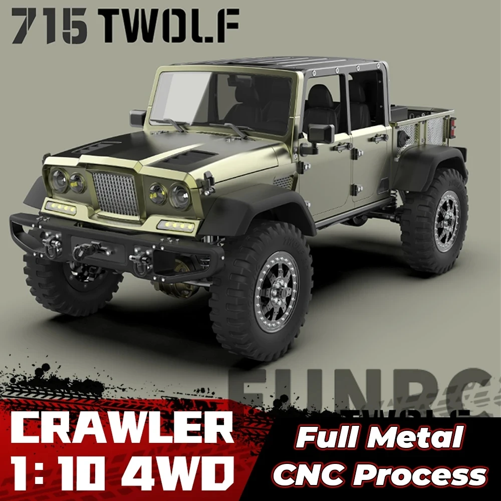 1:10 TWOLF KIT TW-715 RC Off-road Vehicles 2Speed Transmission Full Metal CNC Control Crawler Car  Men' Toys Sound Model TH23524