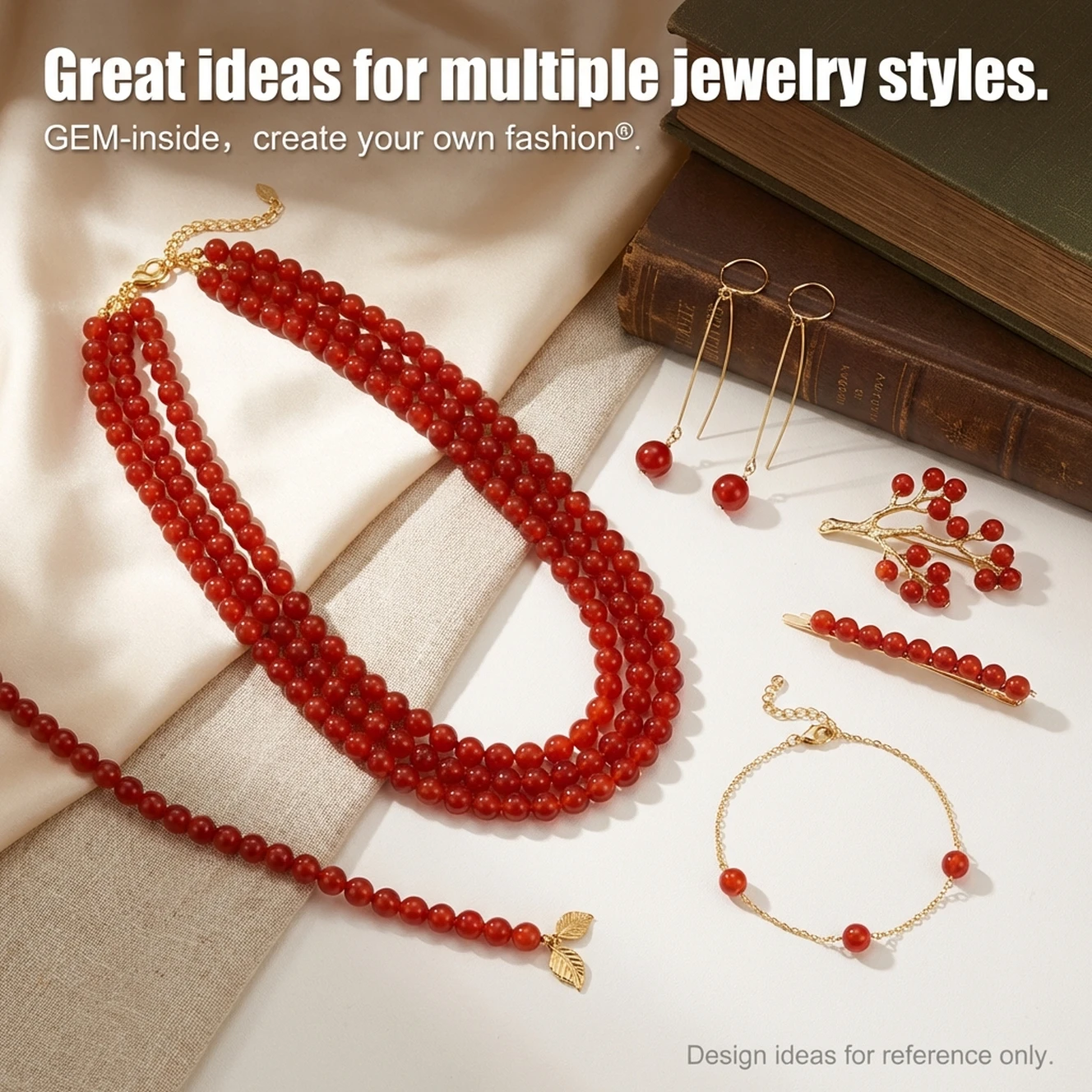 Natural Red Agates Round Loose Spacer Accessorries Beads For Jewelry Making Strand 15\