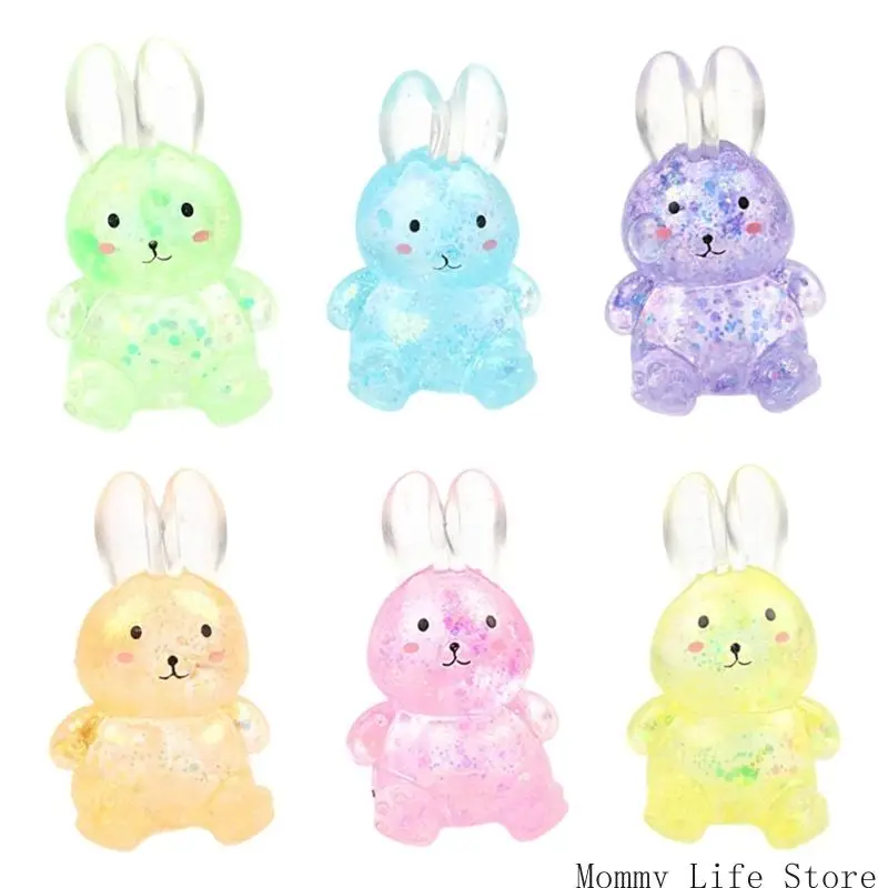 

Novelty Squeeze Toy Mellow Rabbit Glittering Soft Bounce Squeeze Rabbit for Kids Anxiety Reduce Teens Party Supplies