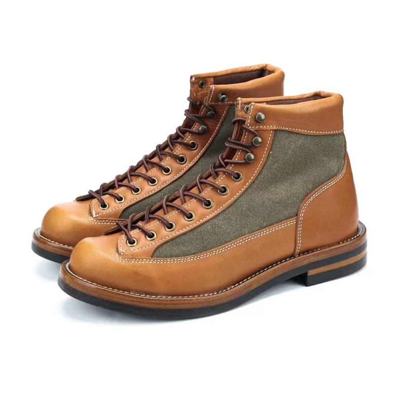 

2023 Newest Designer Men Ankle Boots Handmade Vintage British Cow Leather Tooling Boots Shoes Outdoor Motorcycle Boots Winter