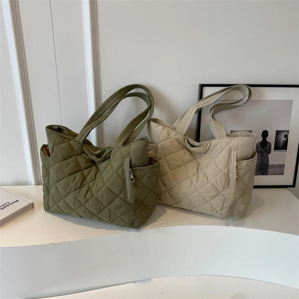 

Women Padded Hobo Handbag Zipper Lightweight Handbag Adjustable Strap Diamond Quilted Tote Bag Padding Shoulder Bag Shopping Bag
