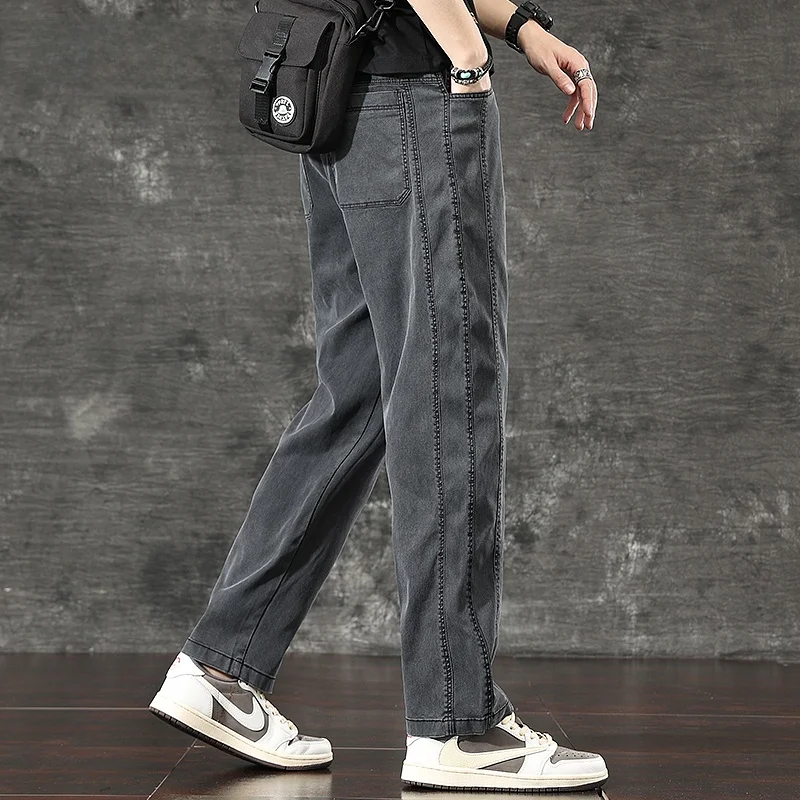 

Весенне-осенние мужские прямые повседневные брюки, свободные широкие джинсовые брюки, модные американские брюки для отдыха
