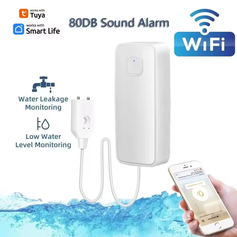 WiFi Water Sensor Large Sound Water Overflow Level Detector For Basements