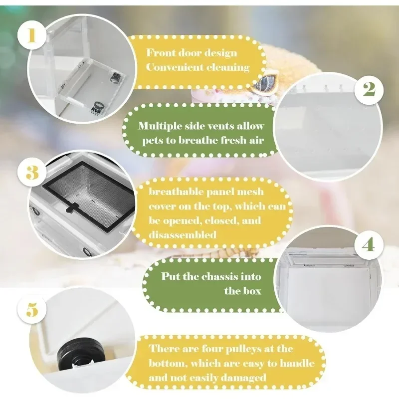 【Upgraded Reptile Enclosure】Clear Plastic Terrarium Box with Dual Doors & Ventilation Multi-Size for Bearded Dragon/Lizard/Gecko view 4