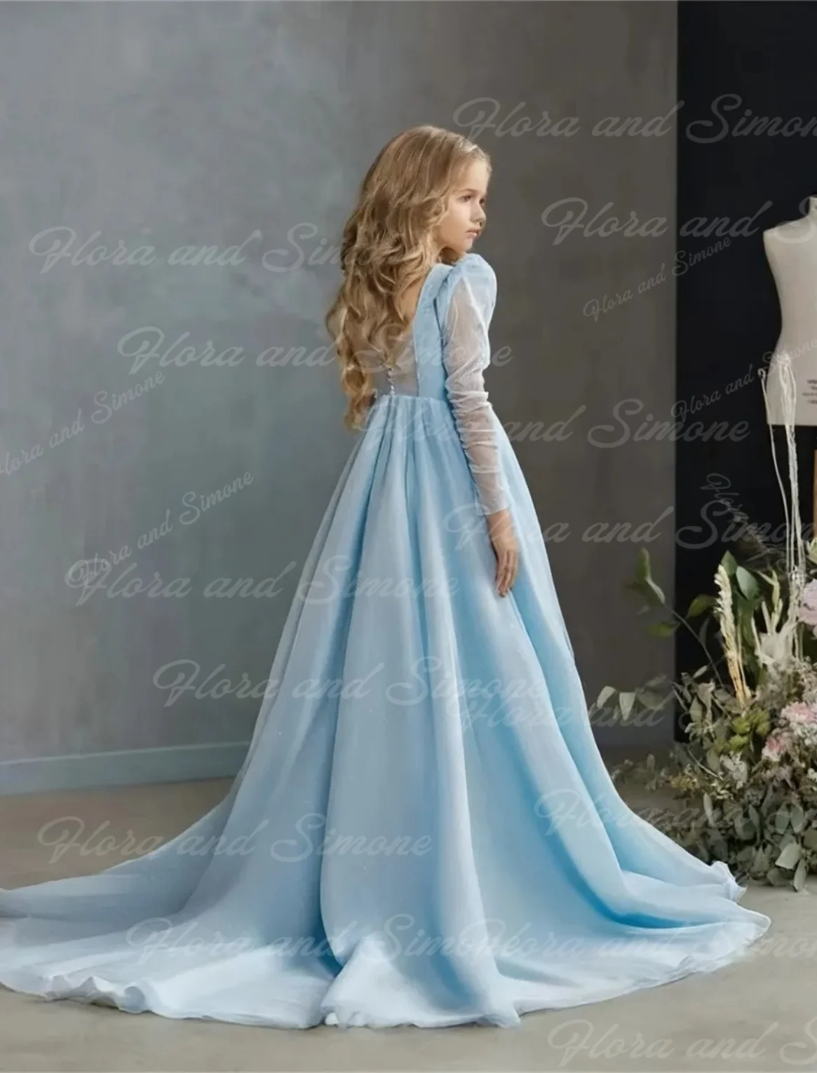 Розовое платье с цветочным узором для девочек по индивидуальному заказу на свадьбу, тюлевое блестящее детское платье с длинными рукавами, подарок на день рождения, вечерние бальные платья для первого причастия