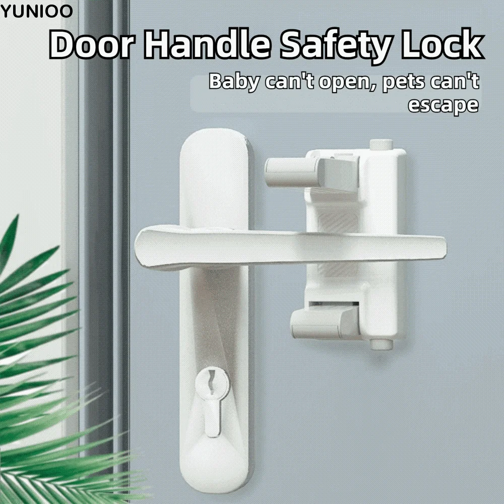 

No Drilling Installation Child Safety Door Handle Lock ABS Strong Adhesive Backing Toddler Proof Safety Lock