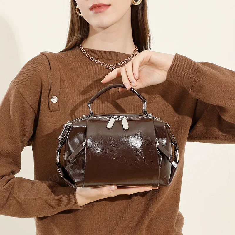 Yao Dong Burminsa-Sac à bandoulière en cuir de vachette véritable pour femme, sacs initiés par oreiller, sac à main de créateur de luxe, fourre-tout Boston pour femme, 2025