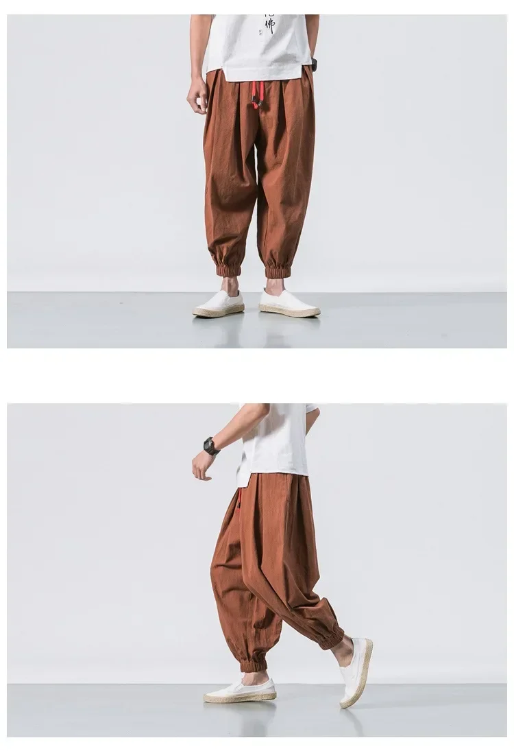 Neue Trendy Männer Harem Hosen Lose Übergroßen Stil Baumwolle und Leinen Hohe Qualität Jogger Jogginghose Casual Männliche Hosen – Detail 6