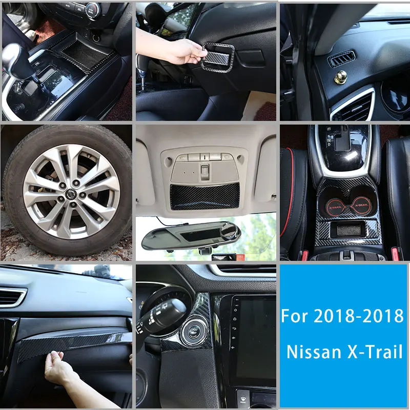 

Для Nissan X-Trail 2014-2018 стиль автомобиля (мягкий) настоящие аксессуары для интерьера из углеродного волокна дверной руль с центральным управлением