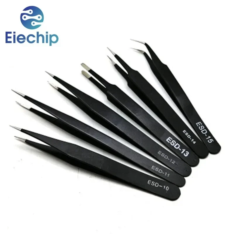 1pcs Anti-static ESD Tweezers Electronics Repair Tools for Repair Electronic Component capacitors resistors IC chip DIY Tools