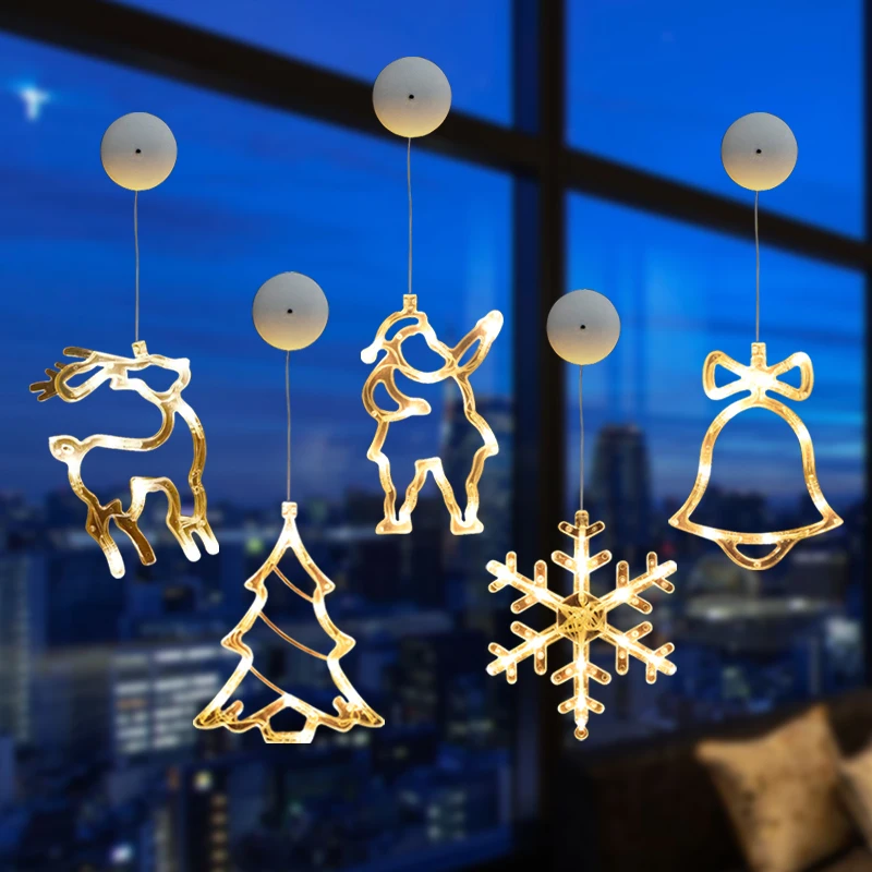 LED Christmas lights, suction cup lights, shop windows, Christmas atmosphere decoration, hanging lights, colorful lights
