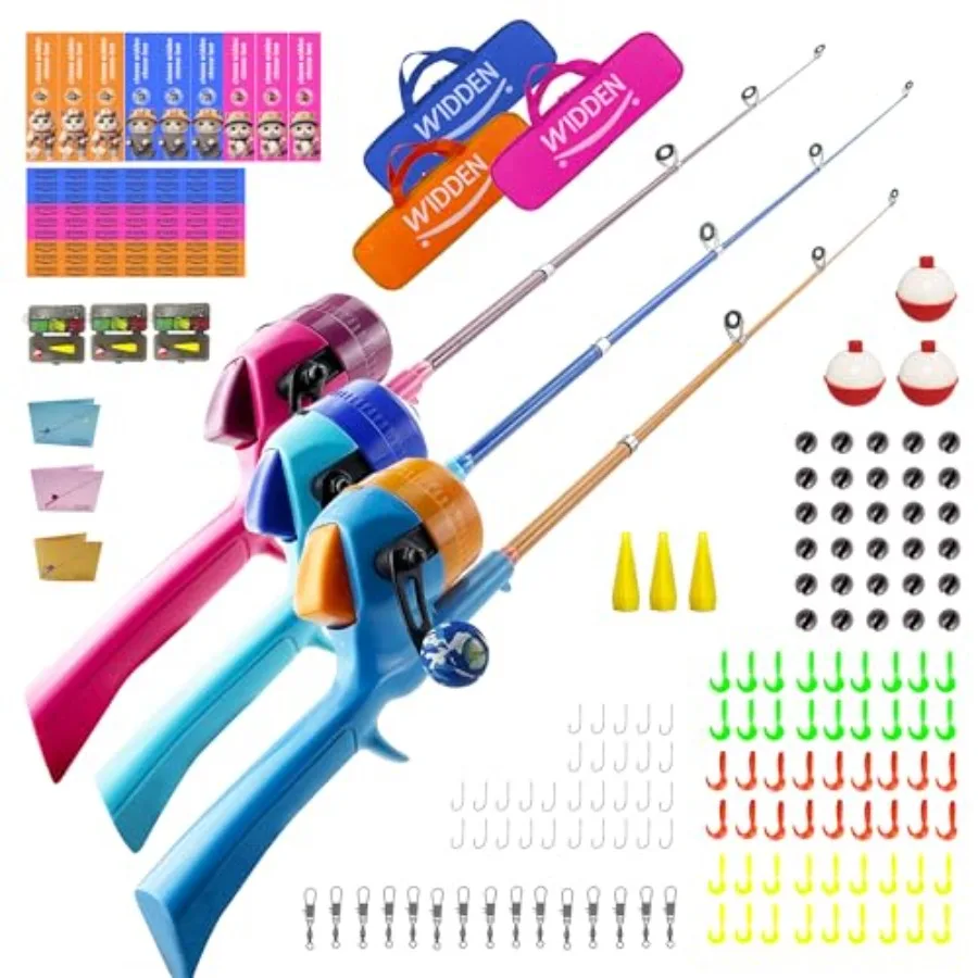 

3 Packs Fishing Pole Telescopic Fishing Rod Toddler Collapsible Fishing Rod and Reel Combo with Tackle Box Fishing Line and Sof