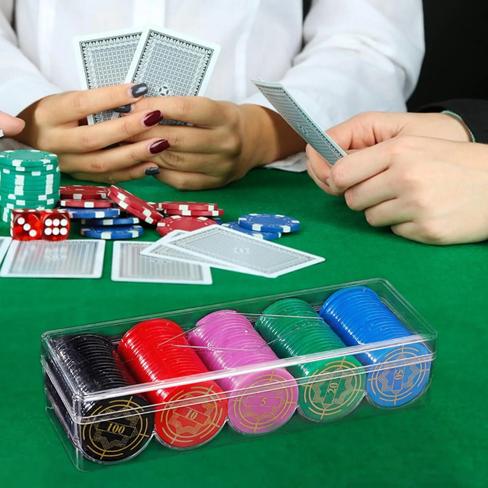 

Poker Chip Rack Clear Trays 5 Grids 100pcs Acrylic Poker Chip Case Poker Chips Carrier With Chip Trays For Home