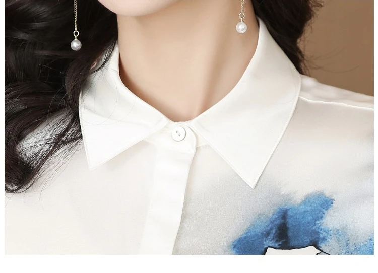 Chemisiers Vintage pour femmes, chemises coréennes décontractées, mode ample, vêtements imprimés, manches longues, hauts en Satin pour femmes, printemps/été