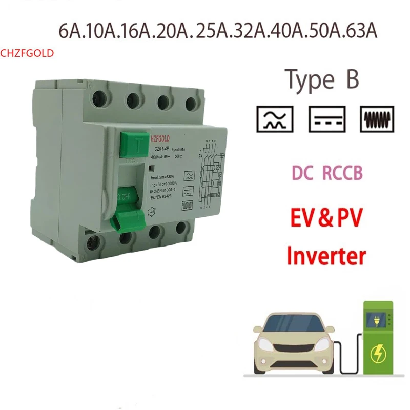 

Electric 63a 40a 30ma 4pole Rccb Type B Electromagnetic Residual Curren Mini Leakage Circuit Breaker Rccb