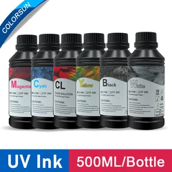 Inchiostro ColorsunUV per tutte le stampanti UV, adatto per Epson R1390 L1800 L805 DX3 DX4 DX6 DX7 DX5 Testina di stampa Tipo morbido e duro 500 ml