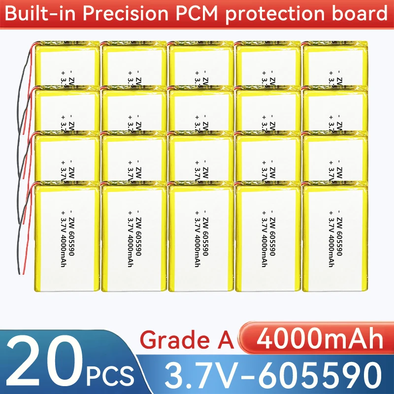 3.7V 4000mAh 605590 Li-Polymer Battery Cell For 705590 805590 905590 105590  mobile wifi transmitter M2T power supply tablet