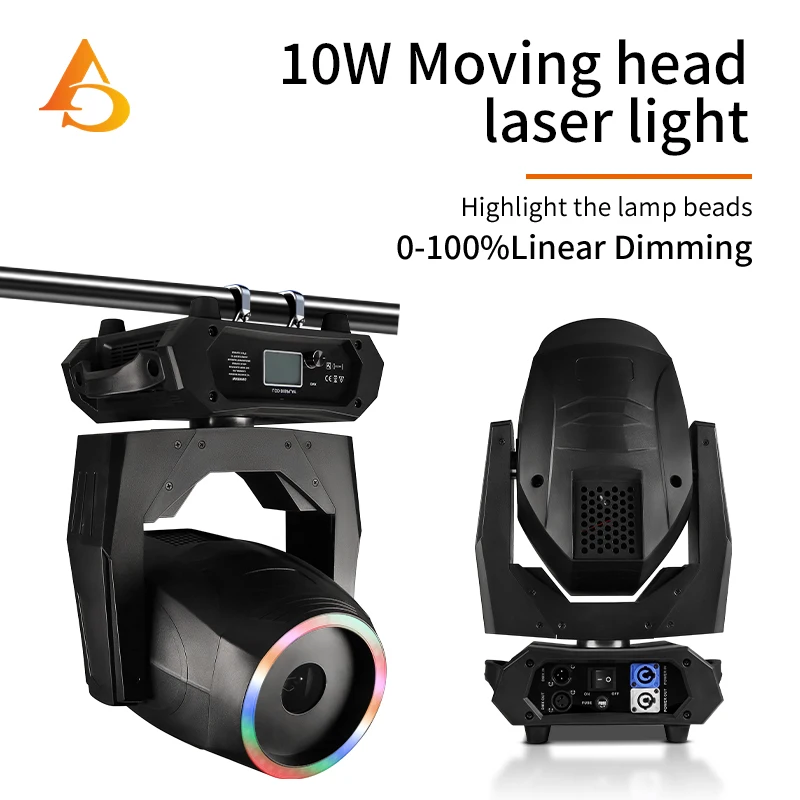 

DMX 10 Вт/15 Вт RGB полноцветный лазерный сценический светильник с подвижной головкой, анимационный DJ лазерный свет для концертного шоу, Рождества