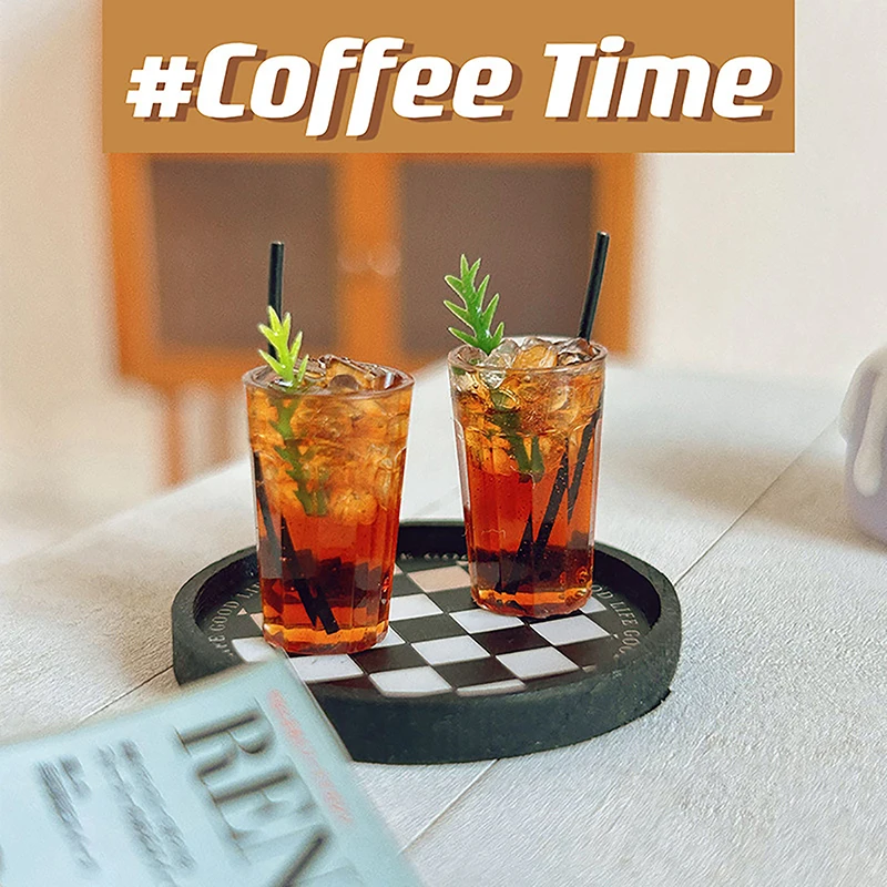 ⭐HOT❗ 1/12 Dollhouse Miniature Cafe Toy Decoration Model Ob11 Online Celebrity Iced American Latte Doll Food Play Accessories