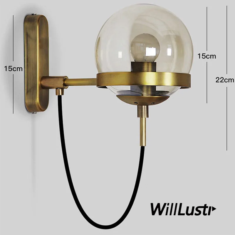 

Glass Wall Lamp globe wall lamp Metal Wall sconce Iron wall lamping glass shade bronze black color mode